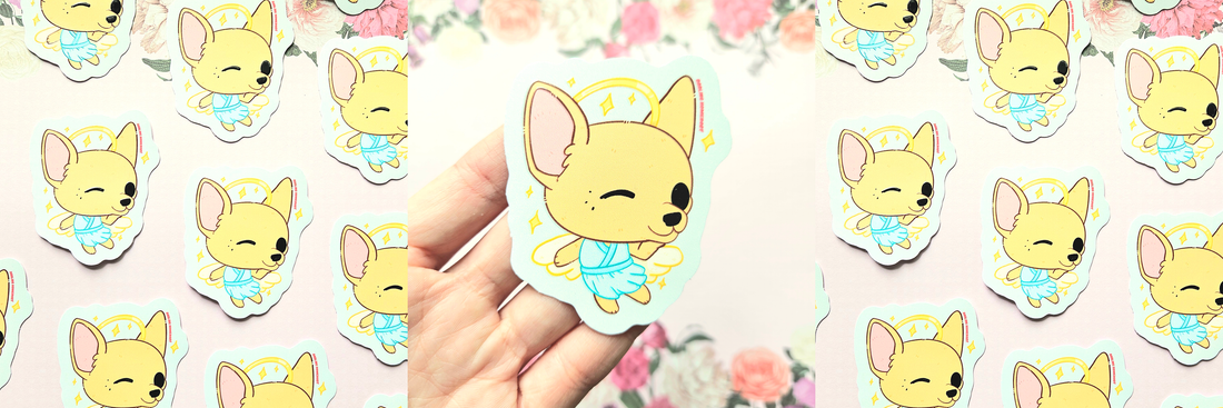 Chihuahua Dog Angel Sticker - Raised 3D Texture