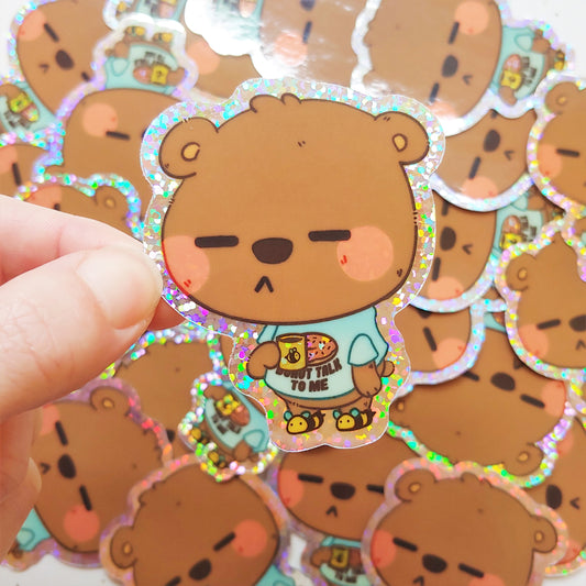 Bearly Awake 2022 Limited Edition Sticker. Glitter Sparkle Effect. Holo Sparkle Sticker.