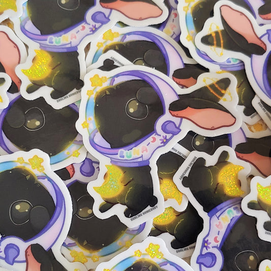 Luna the Space Rabbit 2021 Limited Edition Sticker. Glitter Sparkle Effect. Holo Sparkle Sticker.