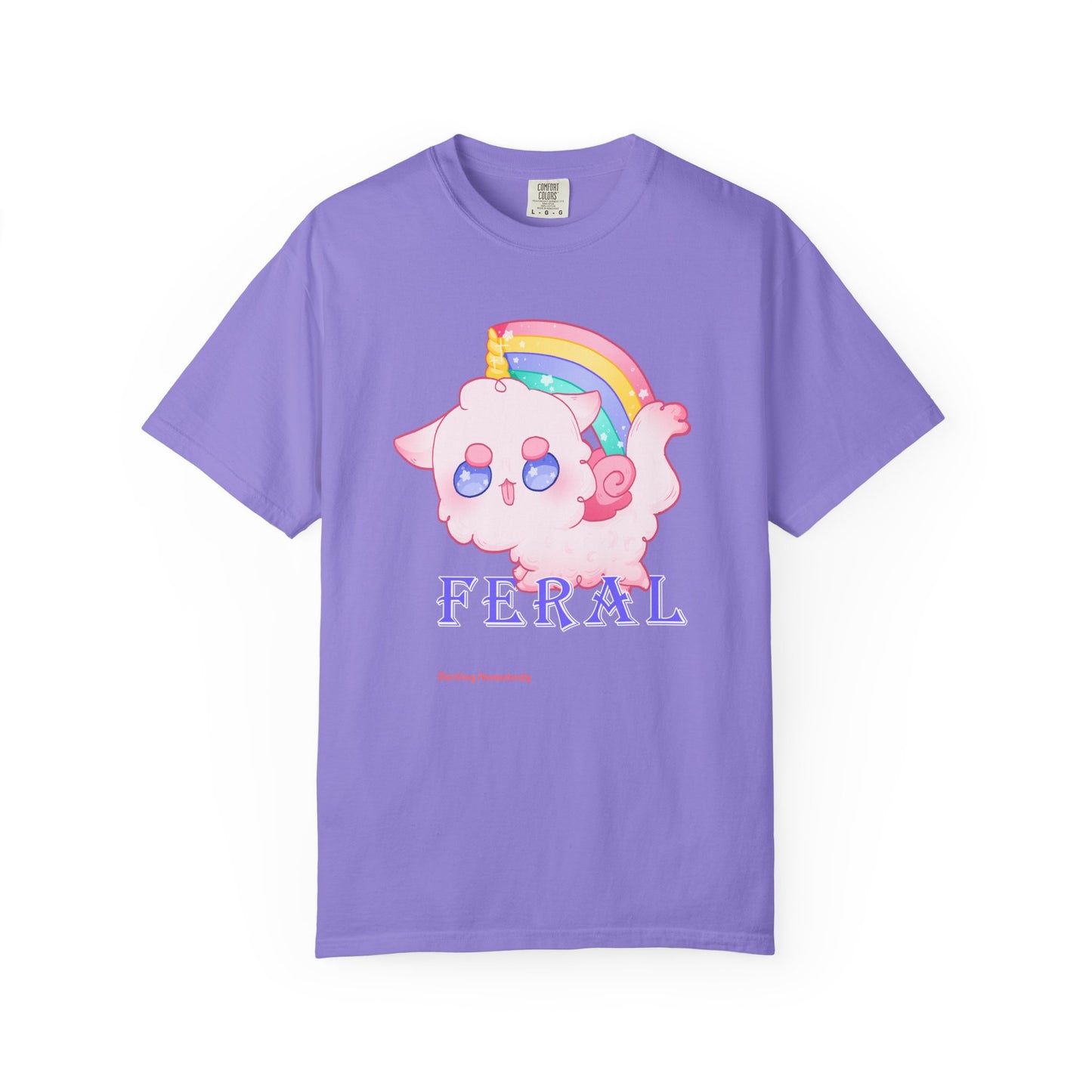Rainbow Feral Cat Unicorn T-shirt.