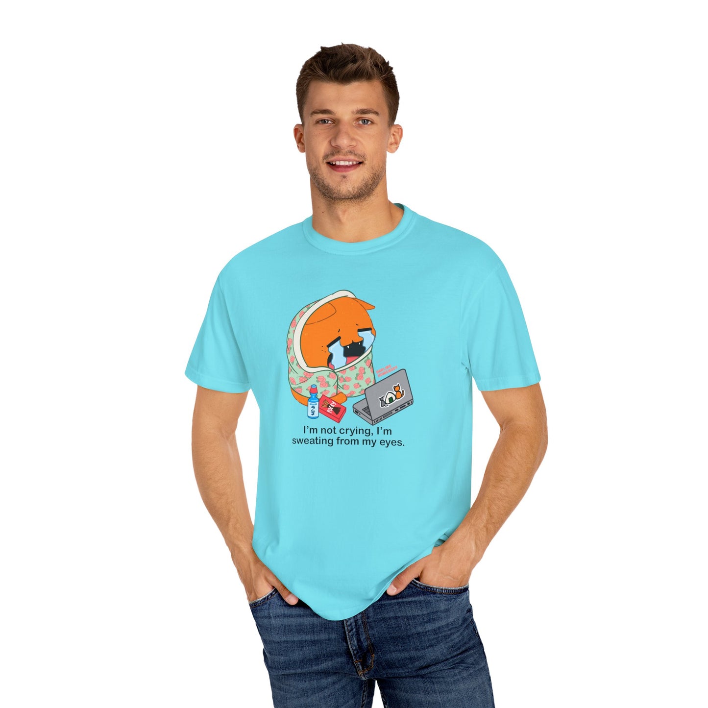 I’m Not Crying T-shirt. Orange Cat Watching Anime Shirt.