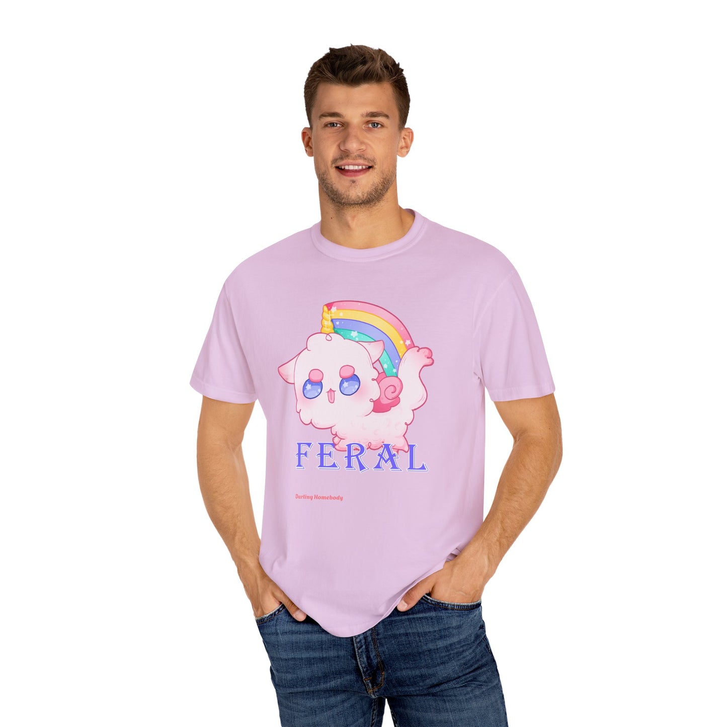 Rainbow Feral Cat Unicorn T-shirt.