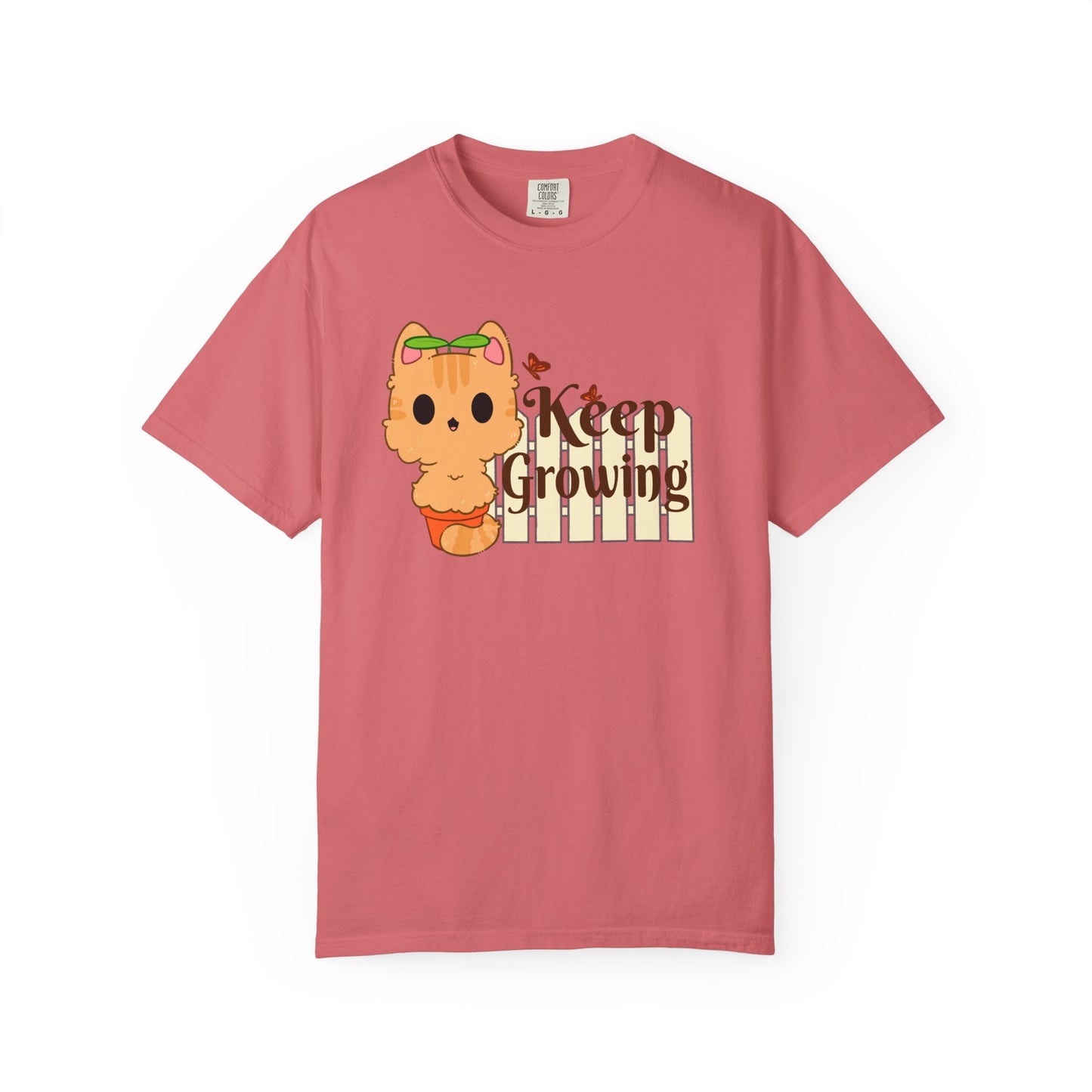 Keep Growing T-shirt. Cute Cat Plant Shirt.