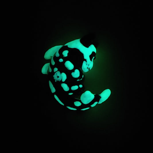 Glow-in-The-Dark Radioactive Skeleton Cat Shark Figure. Handmade Resin Art Toy Mini Fig. Desk Decoration Collectable. Chibi