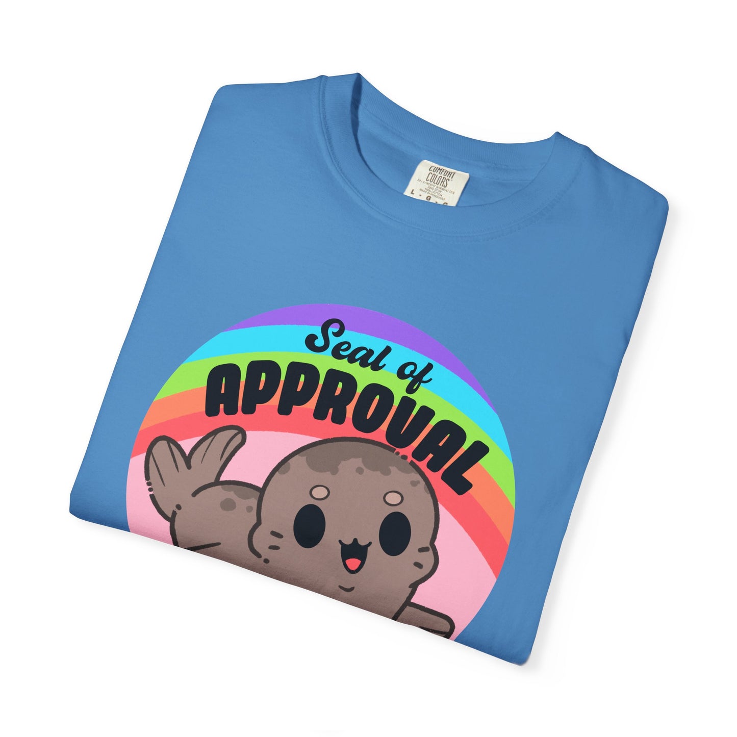 Seal of Approval T-shirt. Cute Rainbow Seal.