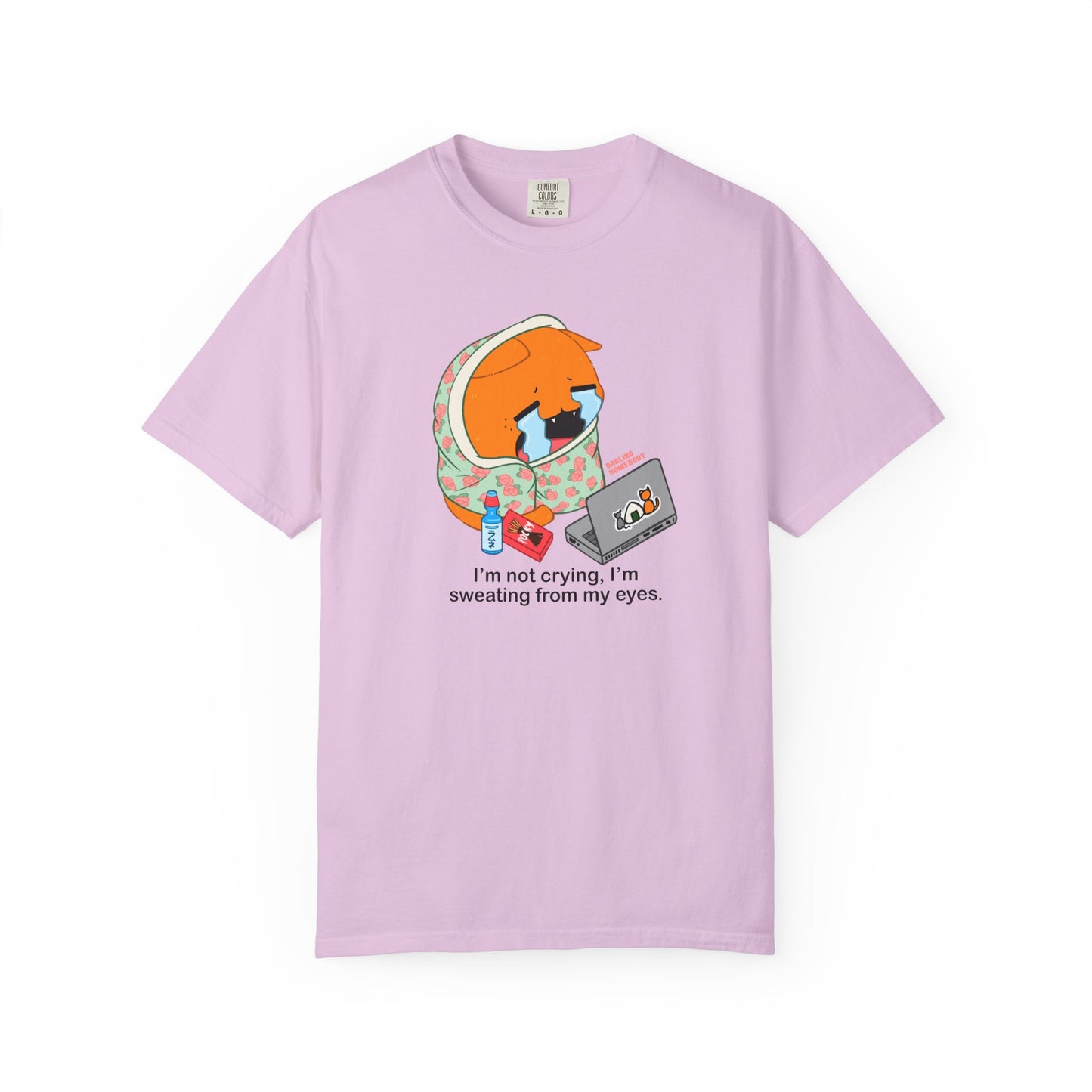I’m Not Crying T-shirt. Orange Cat Watching Anime Shirt.