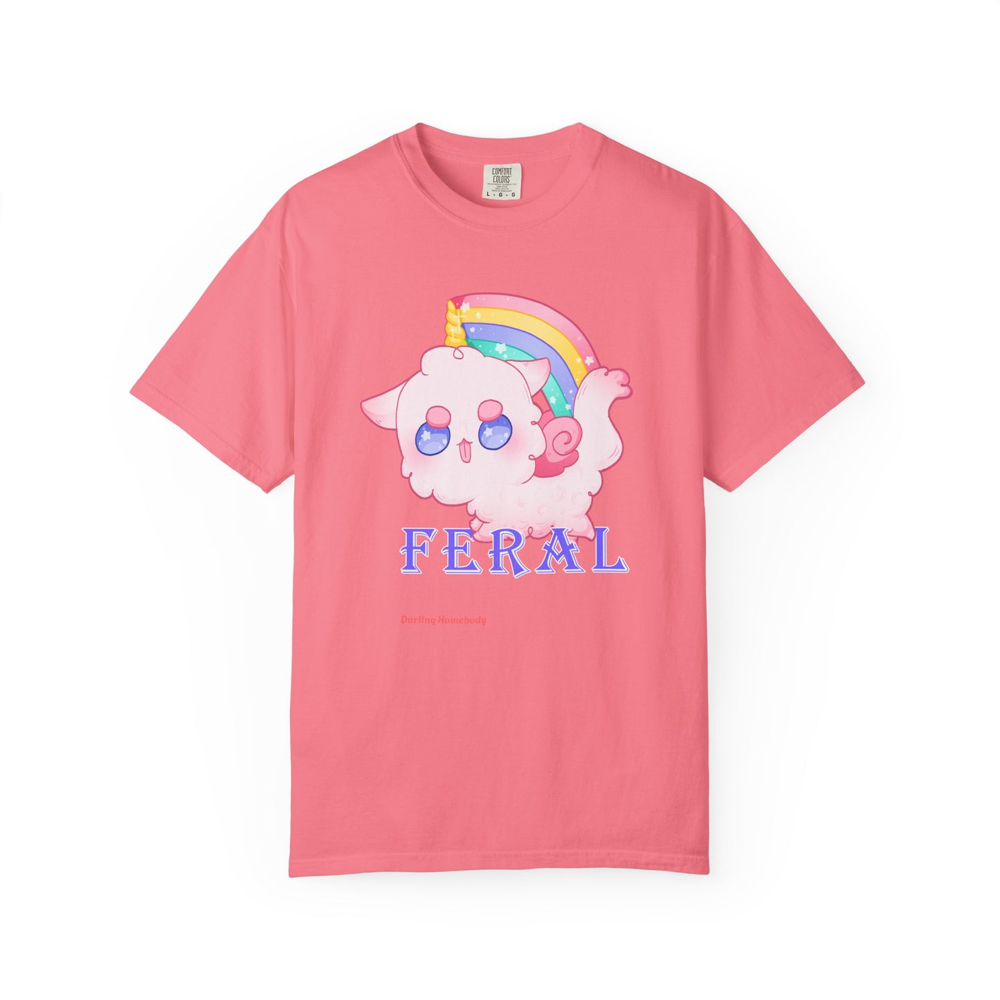 Rainbow Feral Cat Unicorn T-shirt.