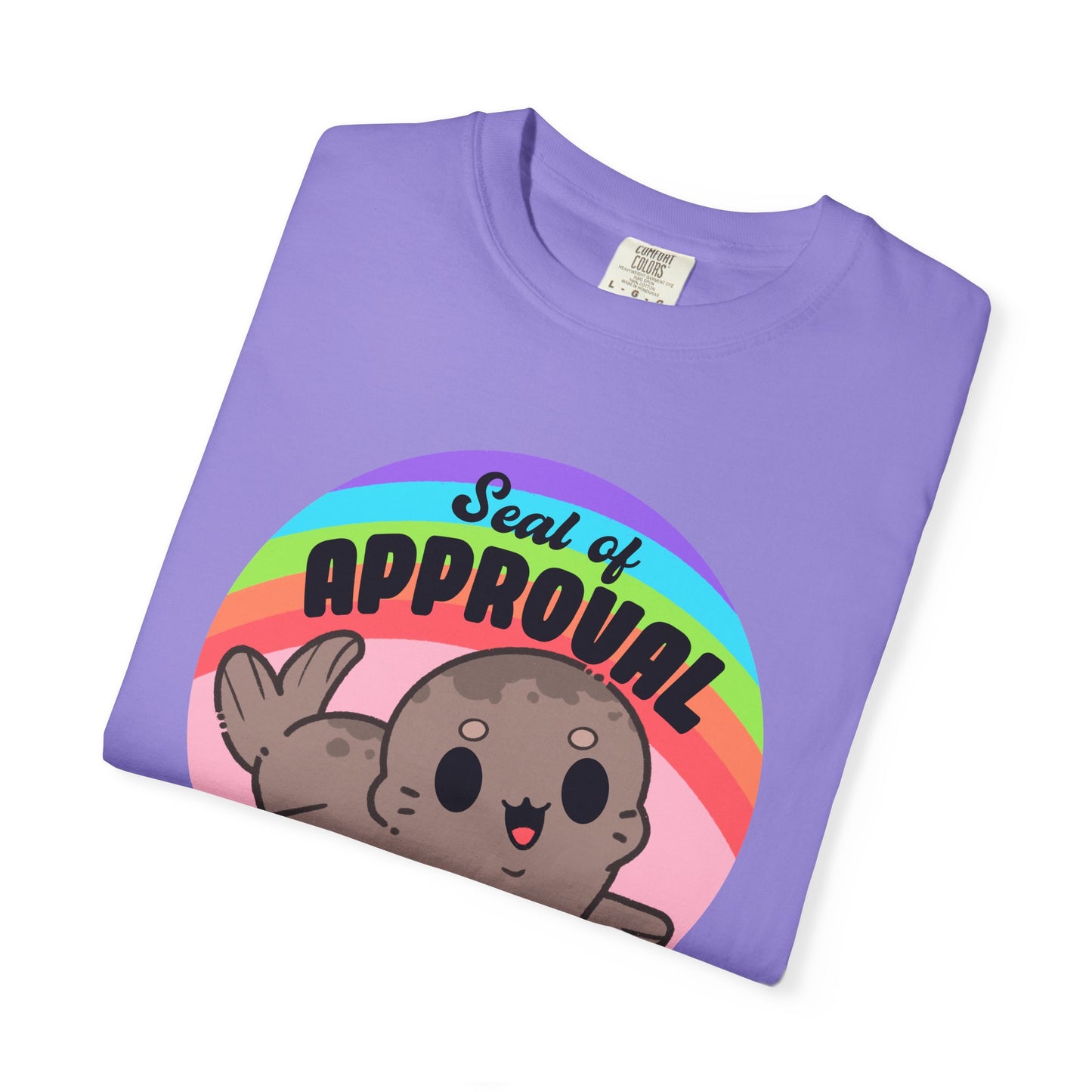 Seal of Approval T-shirt. Cute Rainbow Seal.
