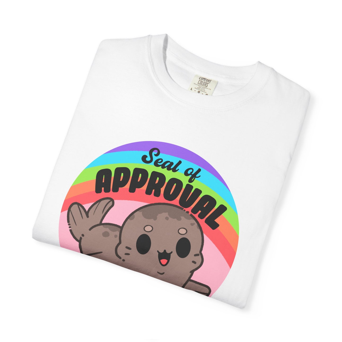 Seal of Approval T-shirt. Cute Rainbow Seal.