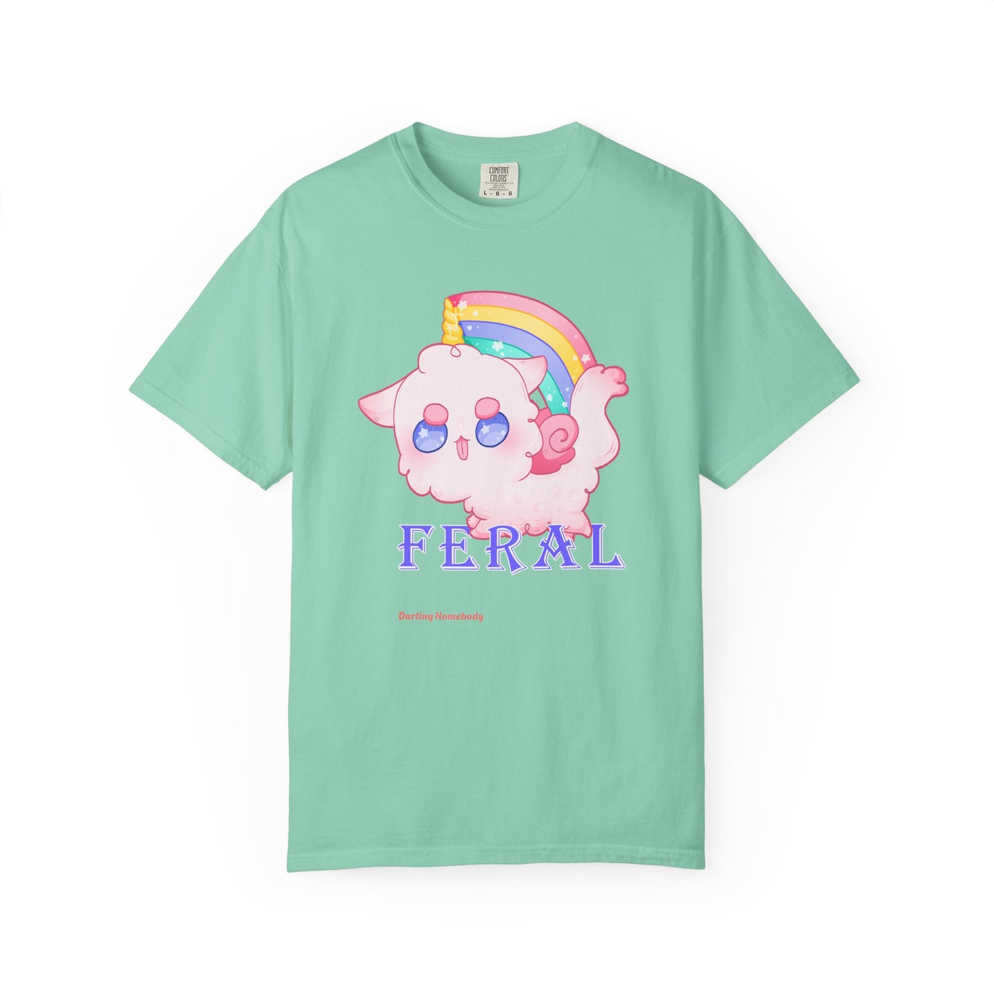 Rainbow Feral Cat Unicorn T-shirt.