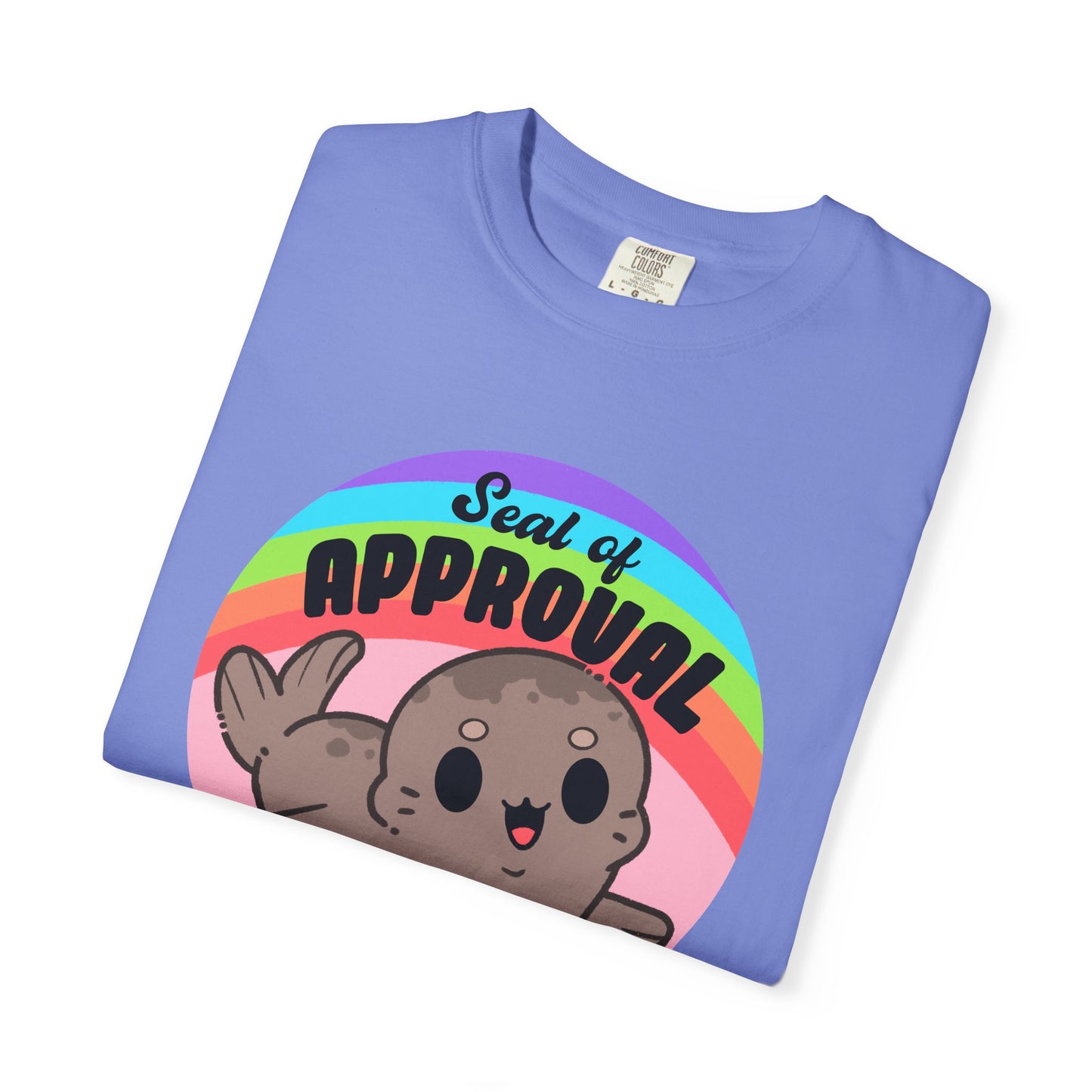 Seal of Approval T-shirt. Cute Rainbow Seal.