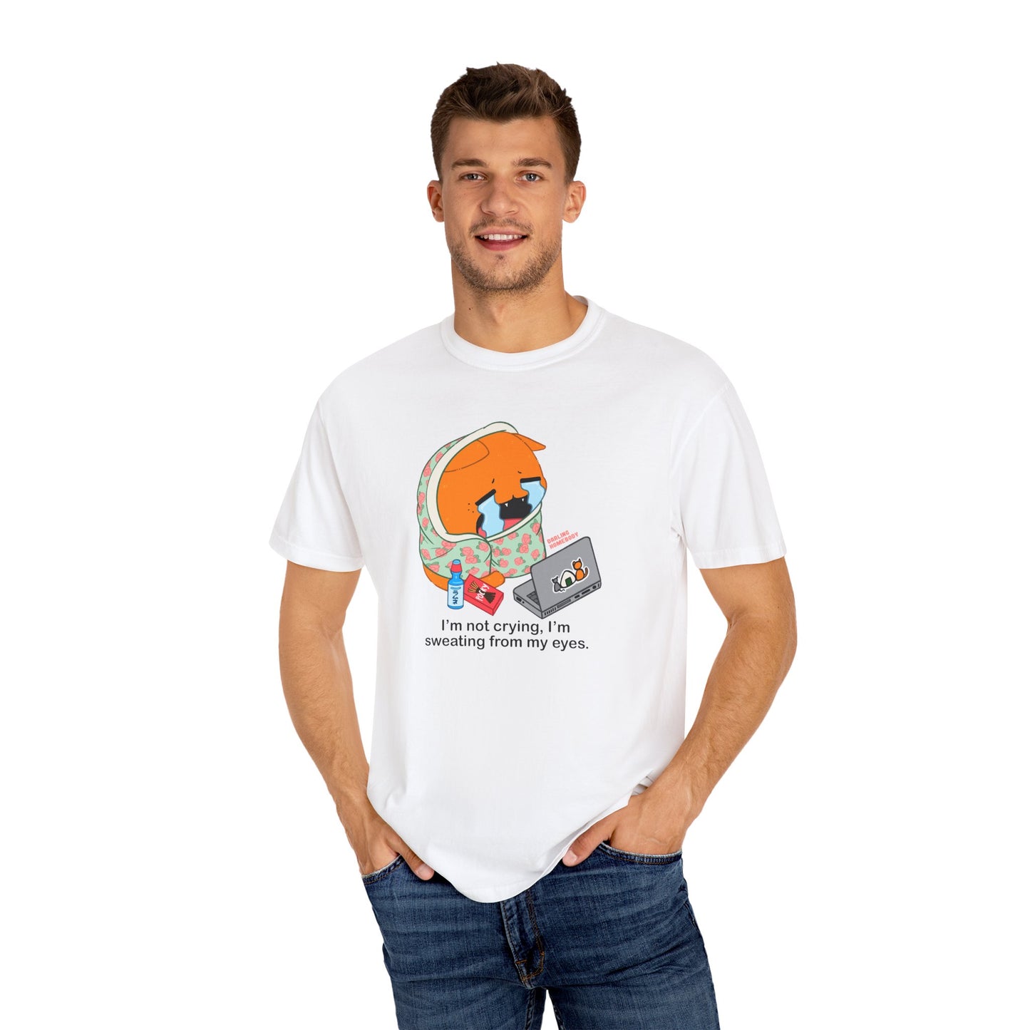 I’m Not Crying T-shirt. Orange Cat Watching Anime Shirt.