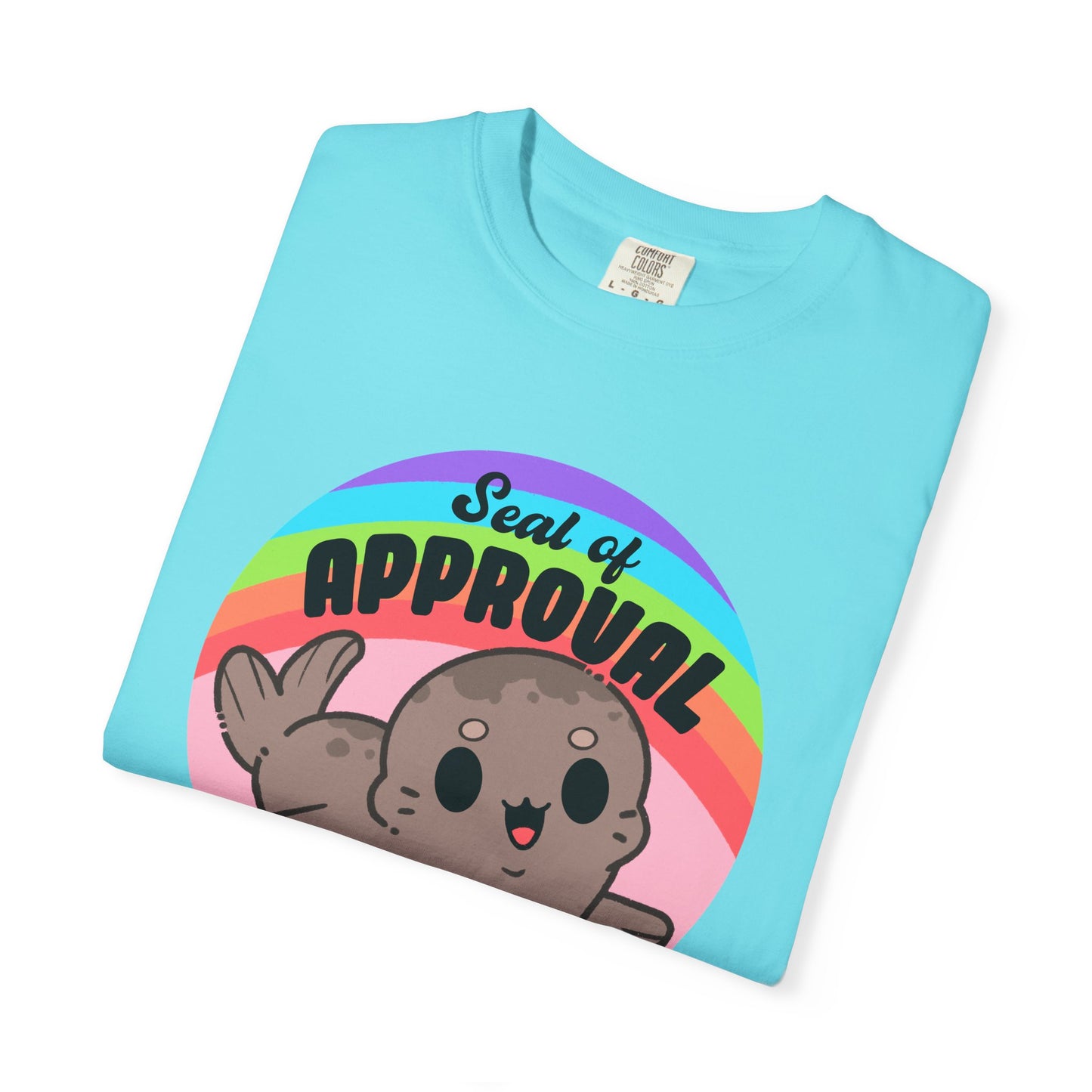 Seal of Approval T-shirt. Cute Rainbow Seal.