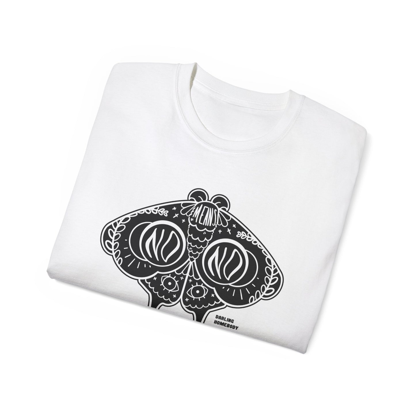 Moth No Means No Black on Light Unisex Ultra Cotton Tee