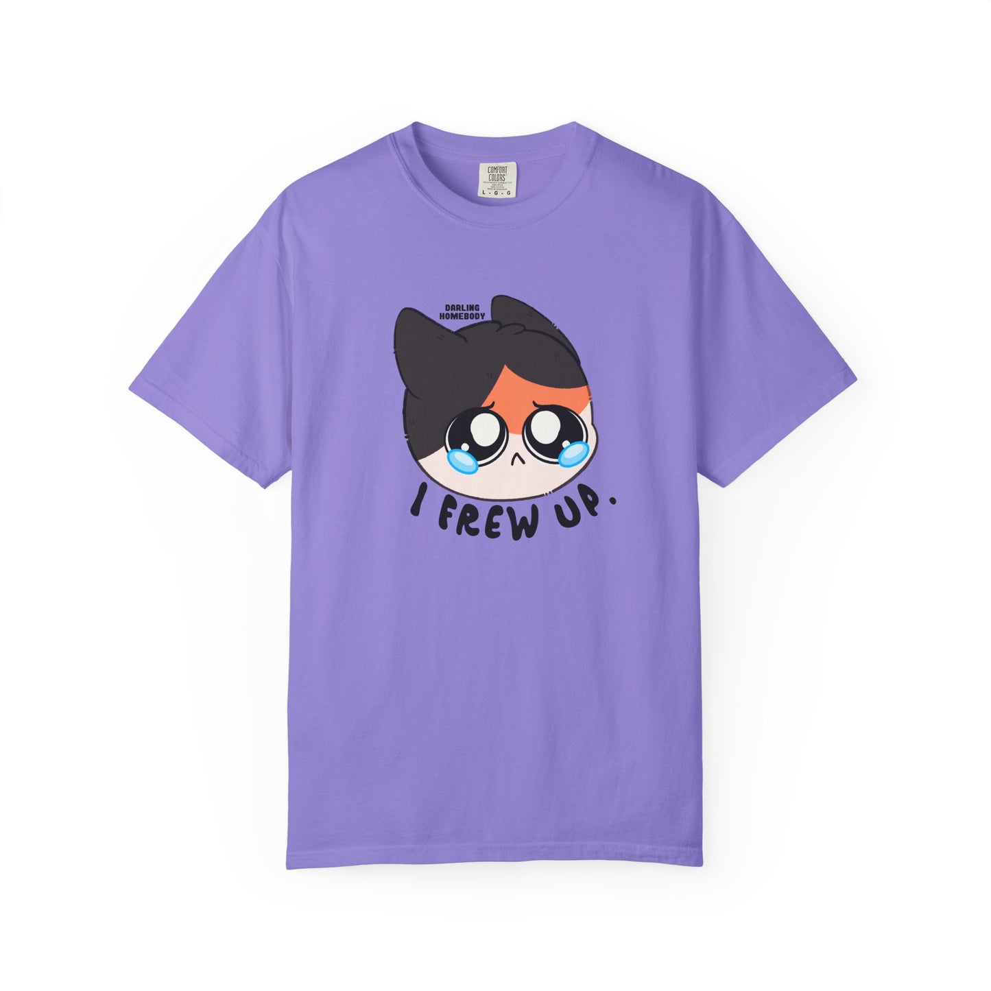 I Frew Up T-shirt. Calico Cat Shirt. Tummy Ache.