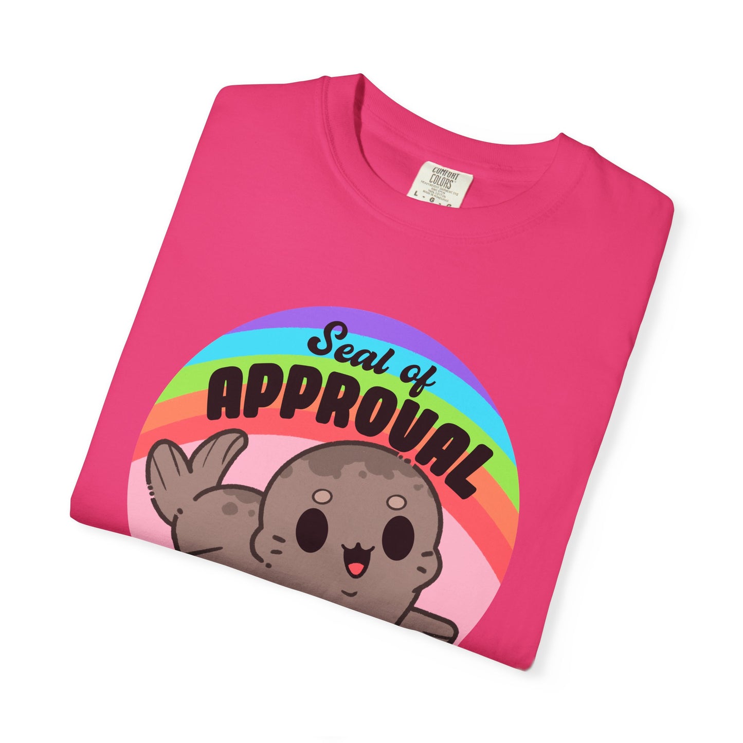 Seal of Approval T-shirt. Cute Rainbow Seal.