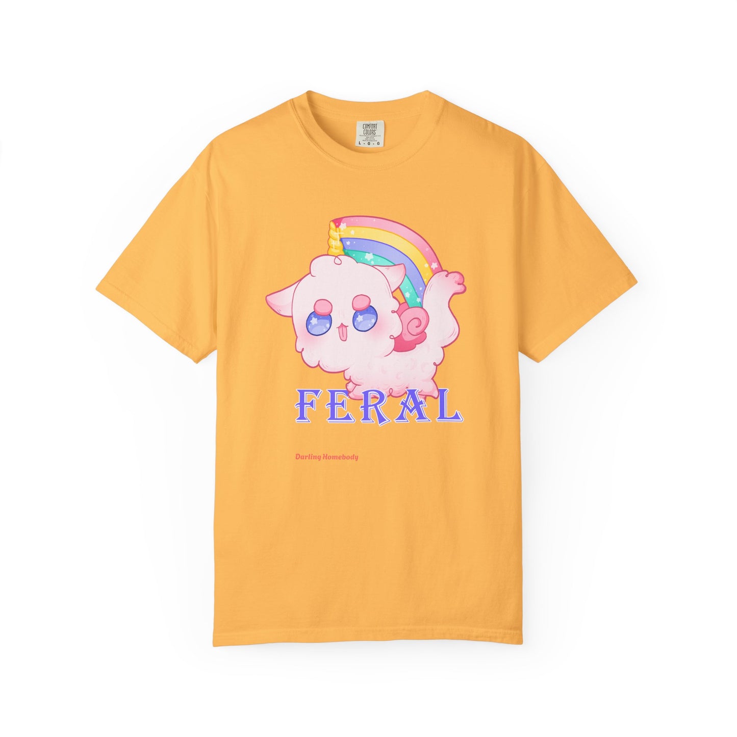 Rainbow Feral Cat Unicorn T-shirt.