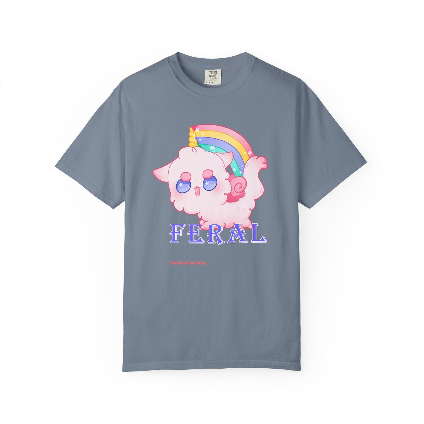 Rainbow Feral Cat Unicorn T-shirt.
