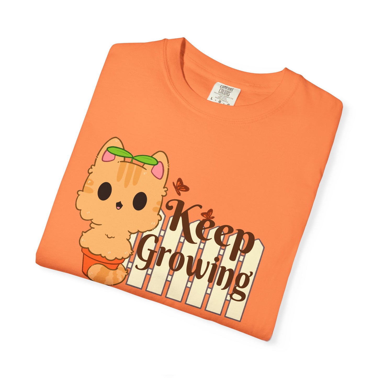 Keep Growing T-shirt. Cute Cat Plant Shirt.