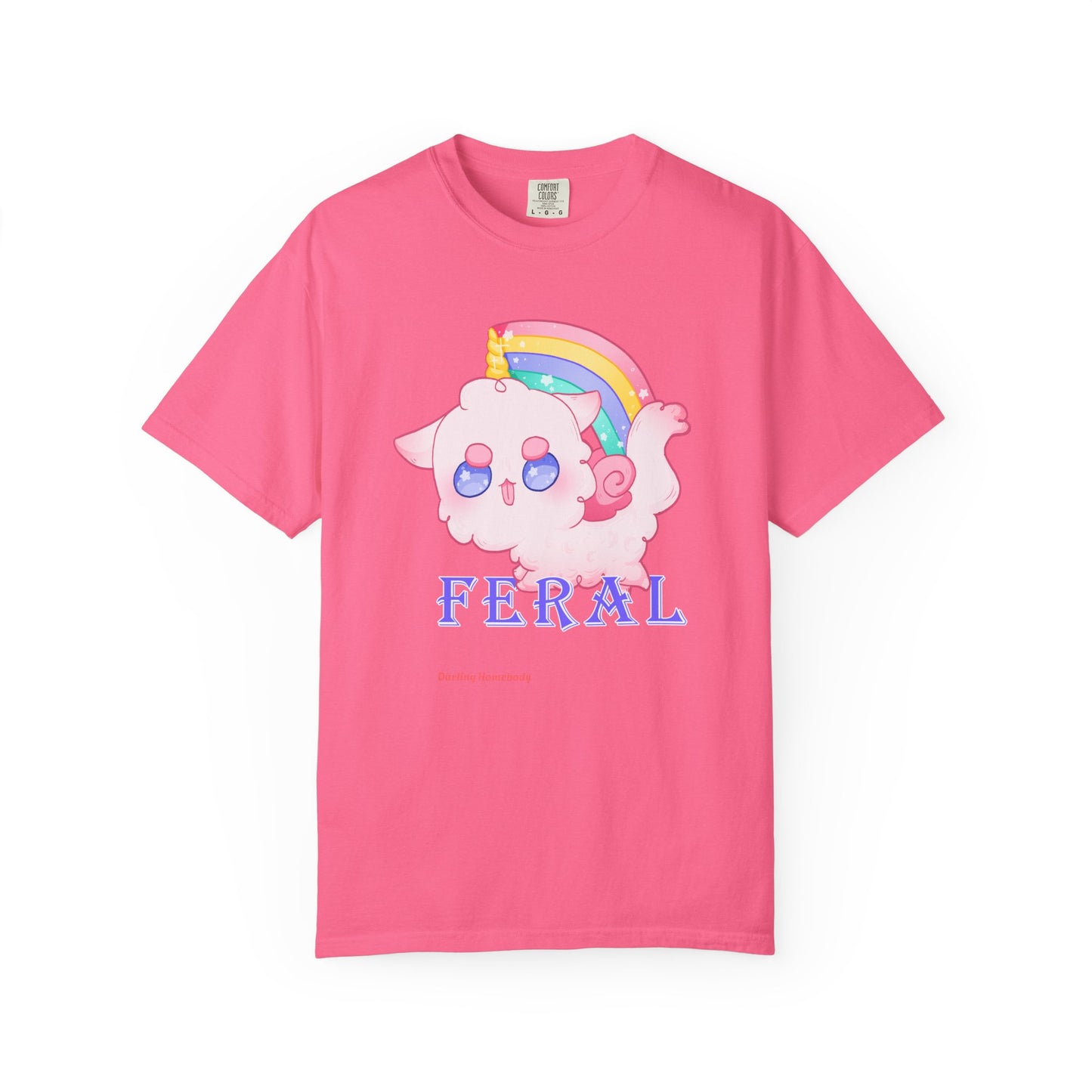 Rainbow Feral Cat Unicorn T-shirt.