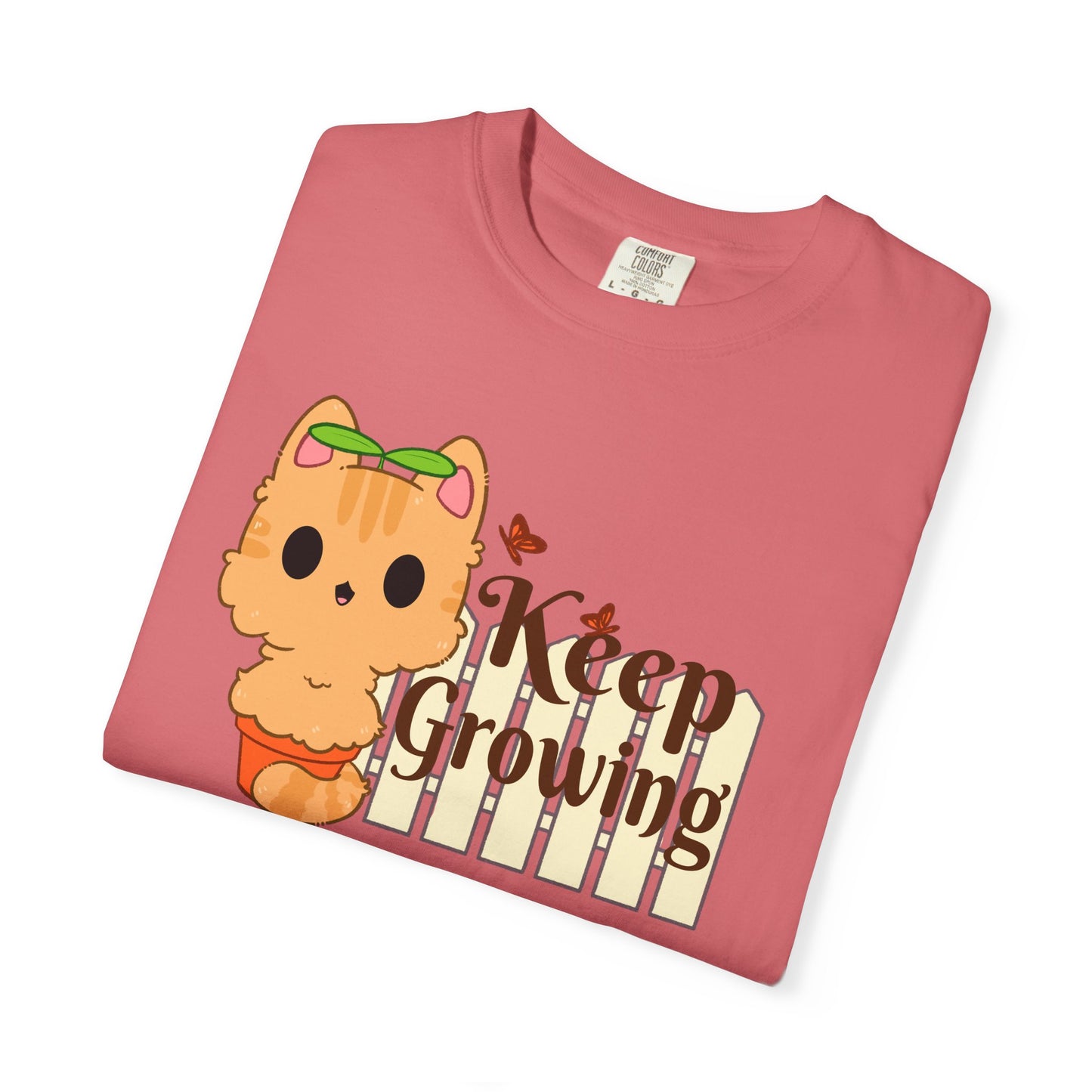 Keep Growing T-shirt. Cute Cat Plant Shirt.