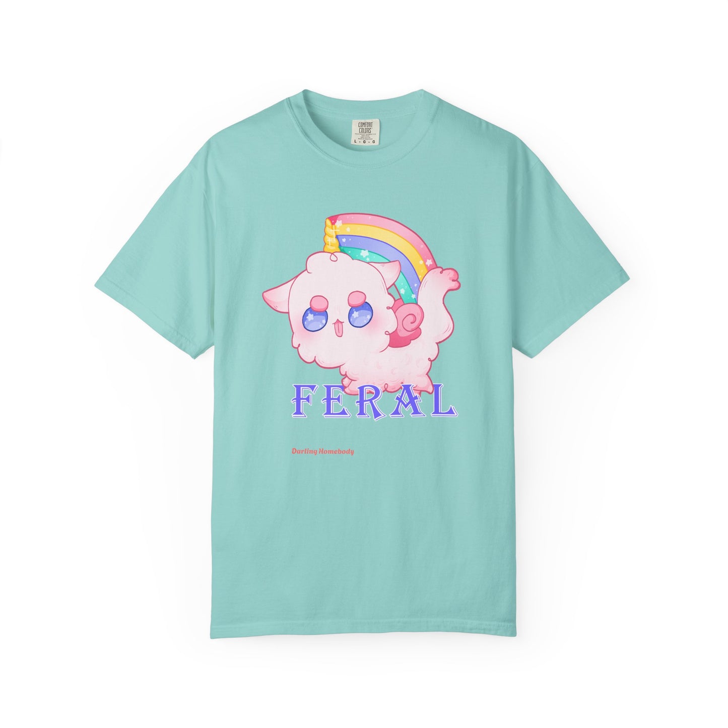 Rainbow Feral Cat Unicorn T-shirt.