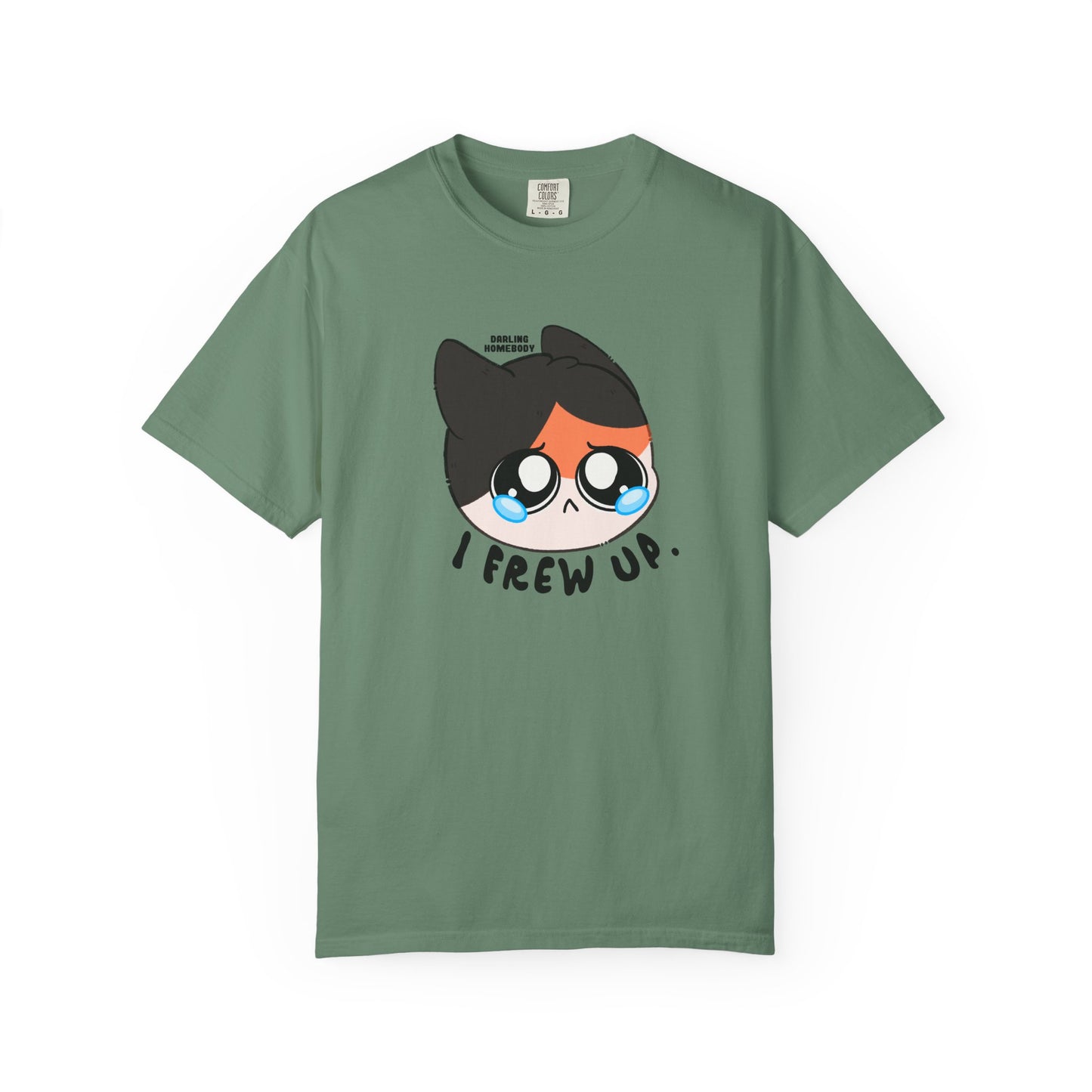 I Frew Up T-shirt. Calico Cat Shirt. Tummy Ache.