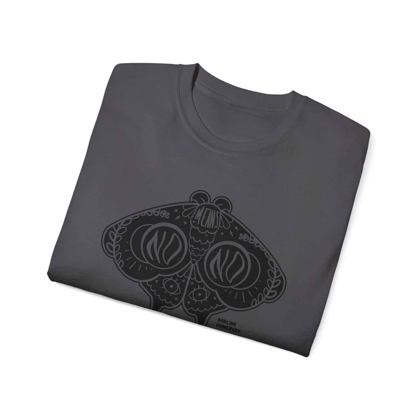 Moth No Means No Black on Light Unisex Ultra Cotton Tee