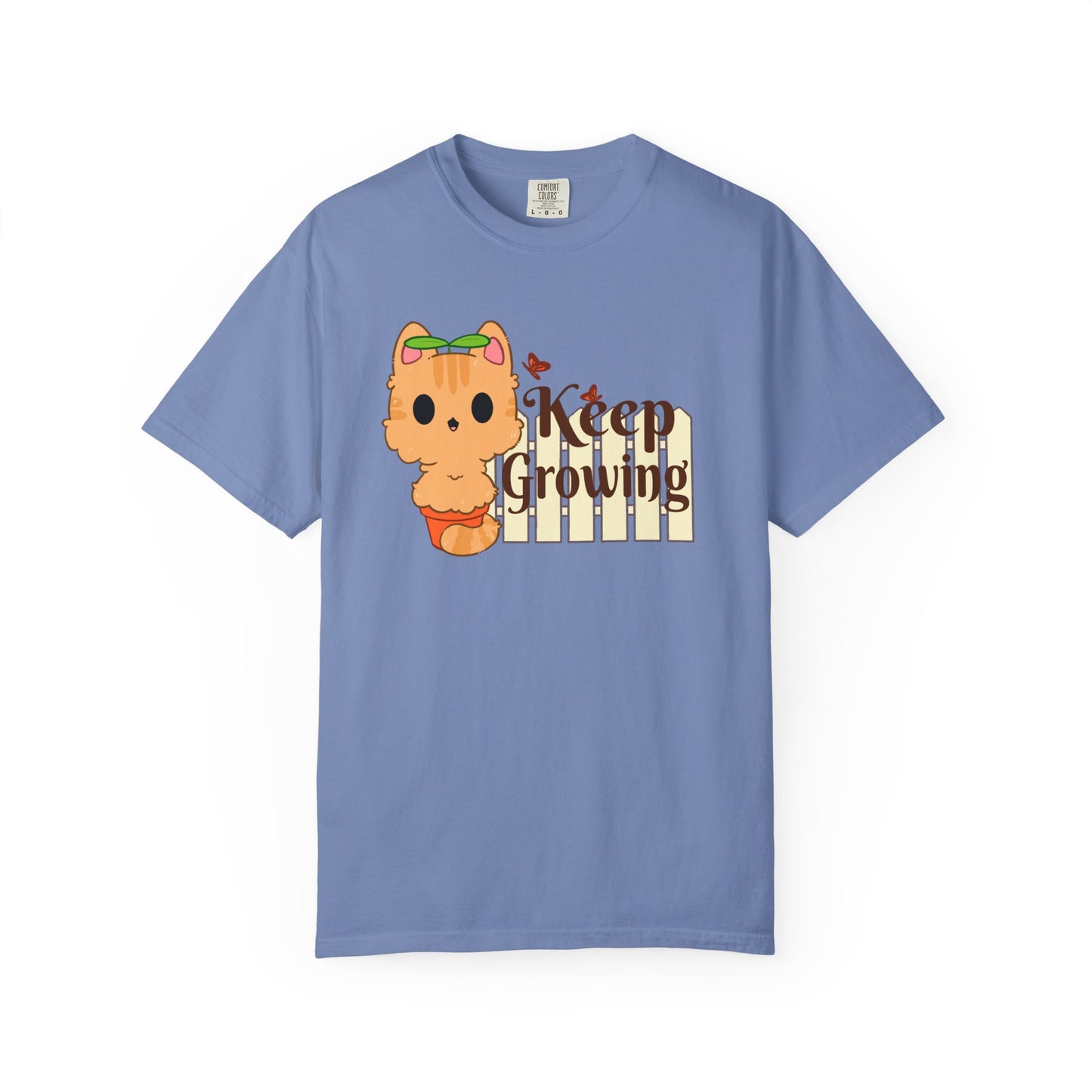 Keep Growing T-shirt. Cute Cat Plant Shirt.