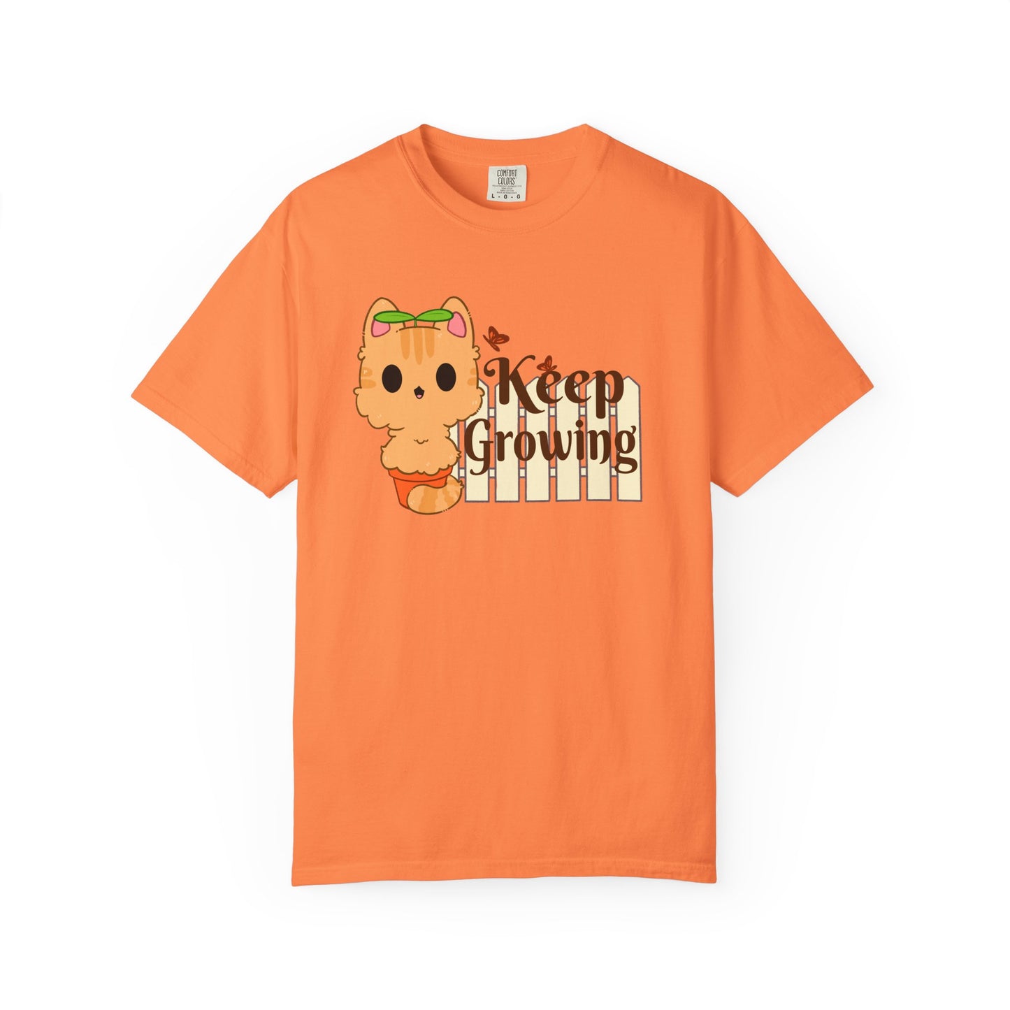 Keep Growing T-shirt. Cute Cat Plant Shirt.