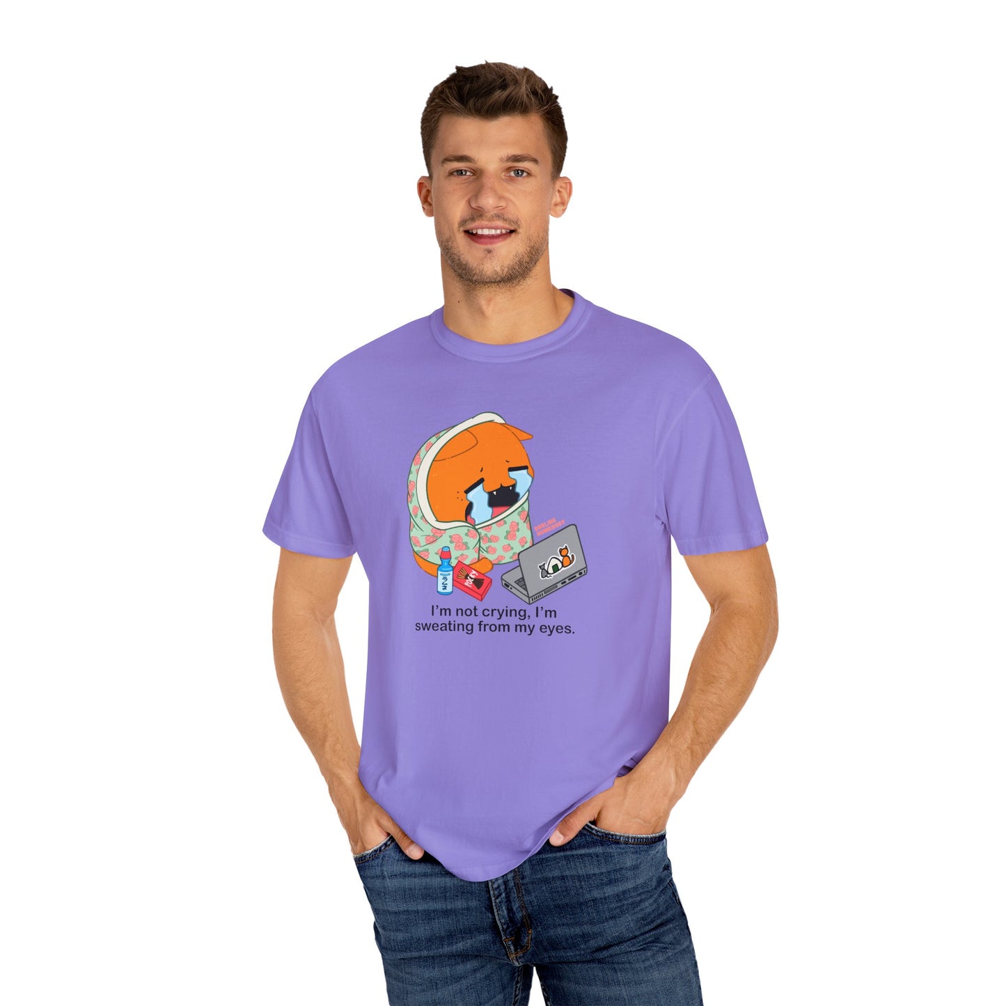 I’m Not Crying T-shirt. Orange Cat Watching Anime Shirt.