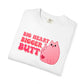 Big Heart Bigger Butt T-shirt. Funny Pink Cat Shirt.