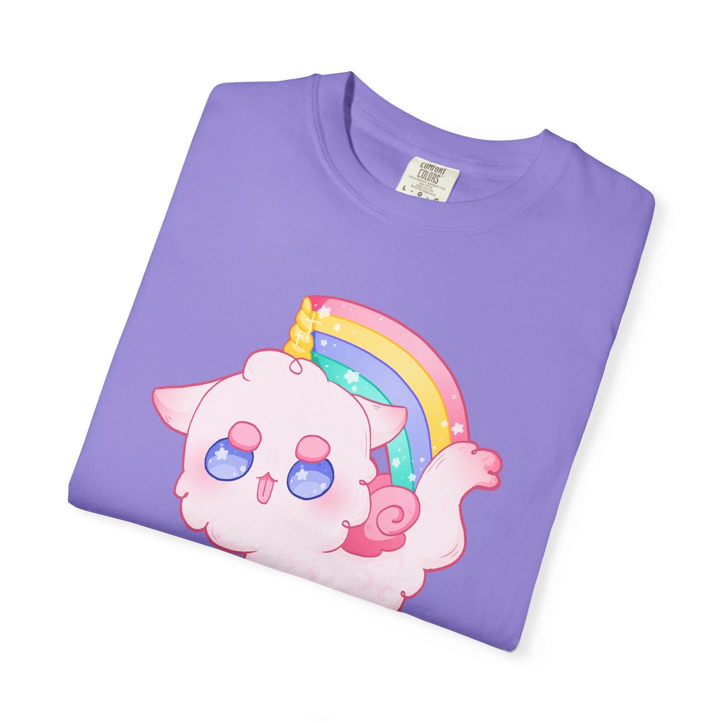 Rainbow Feral Cat Unicorn T-shirt.