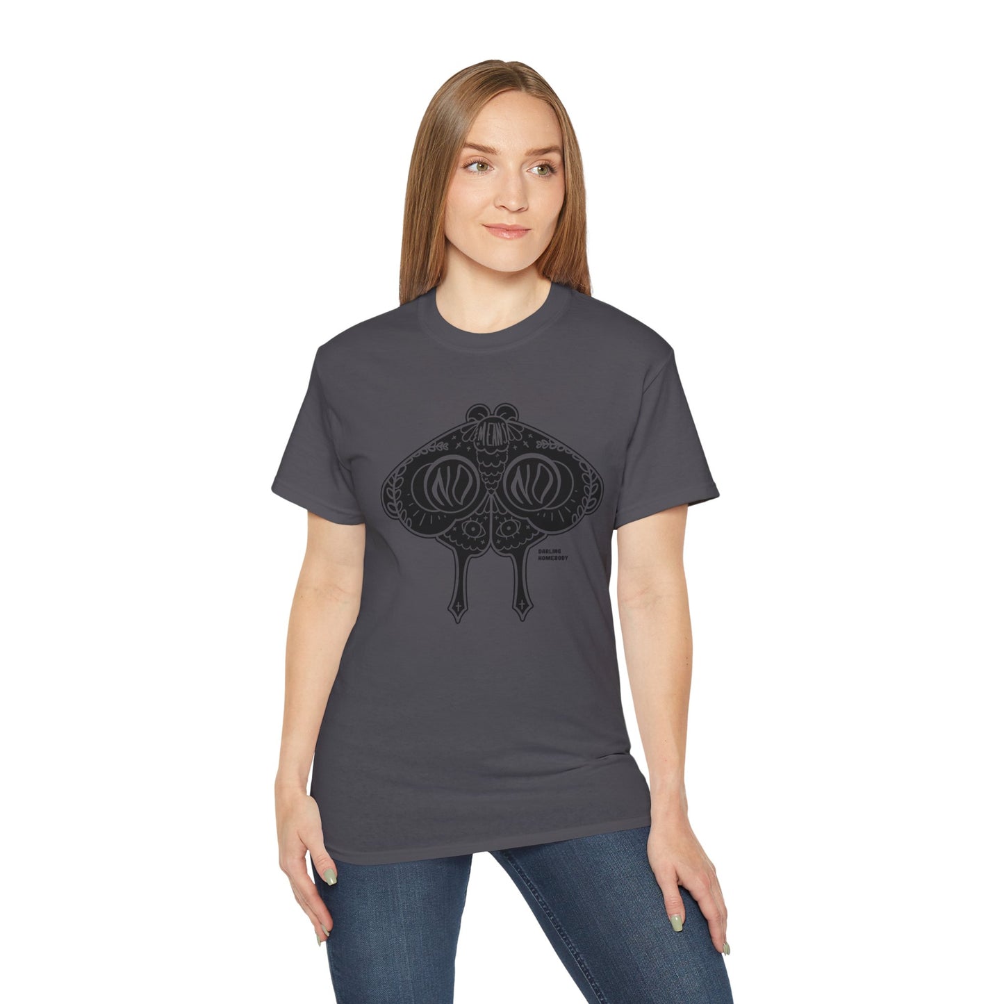 Moth No Means No Black on Light Unisex Ultra Cotton Tee
