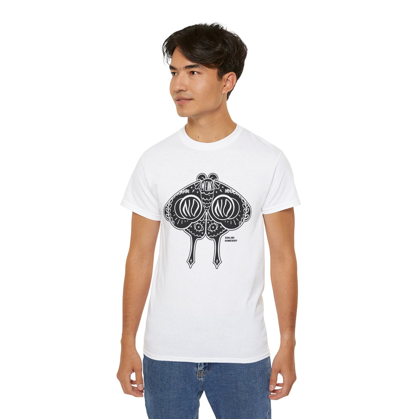 Moth No Means No Black on Light Unisex Ultra Cotton Tee