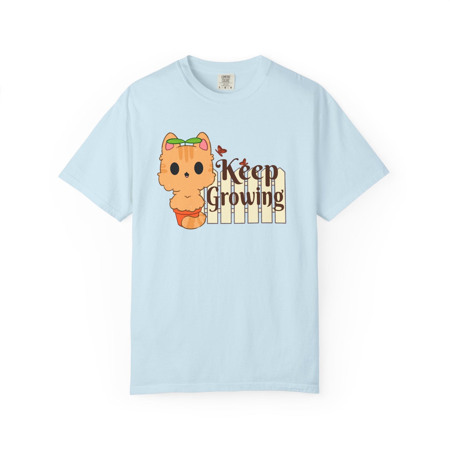 Keep Growing T-shirt. Cute Cat Plant Shirt.