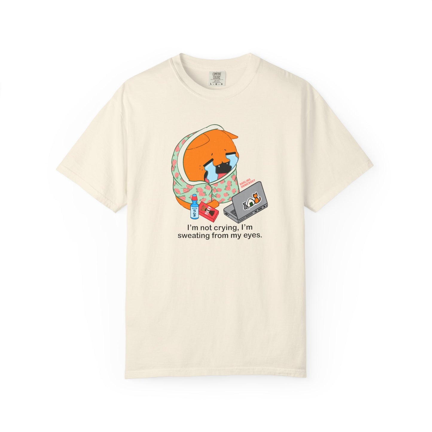 I’m Not Crying T-shirt. Orange Cat Watching Anime Shirt.