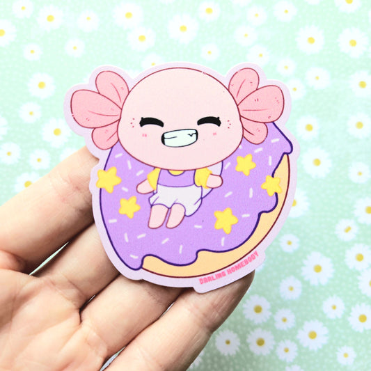 Axolotl Donut 2024 Limited Edition Sticker. Raised Texture Effect.