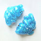 Glow Blue Glitter Mercat Mini Figure. Handmade. Glows in The Dark.