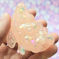 Peach Glitter Clear Mercat Mini Figure. Handmade.