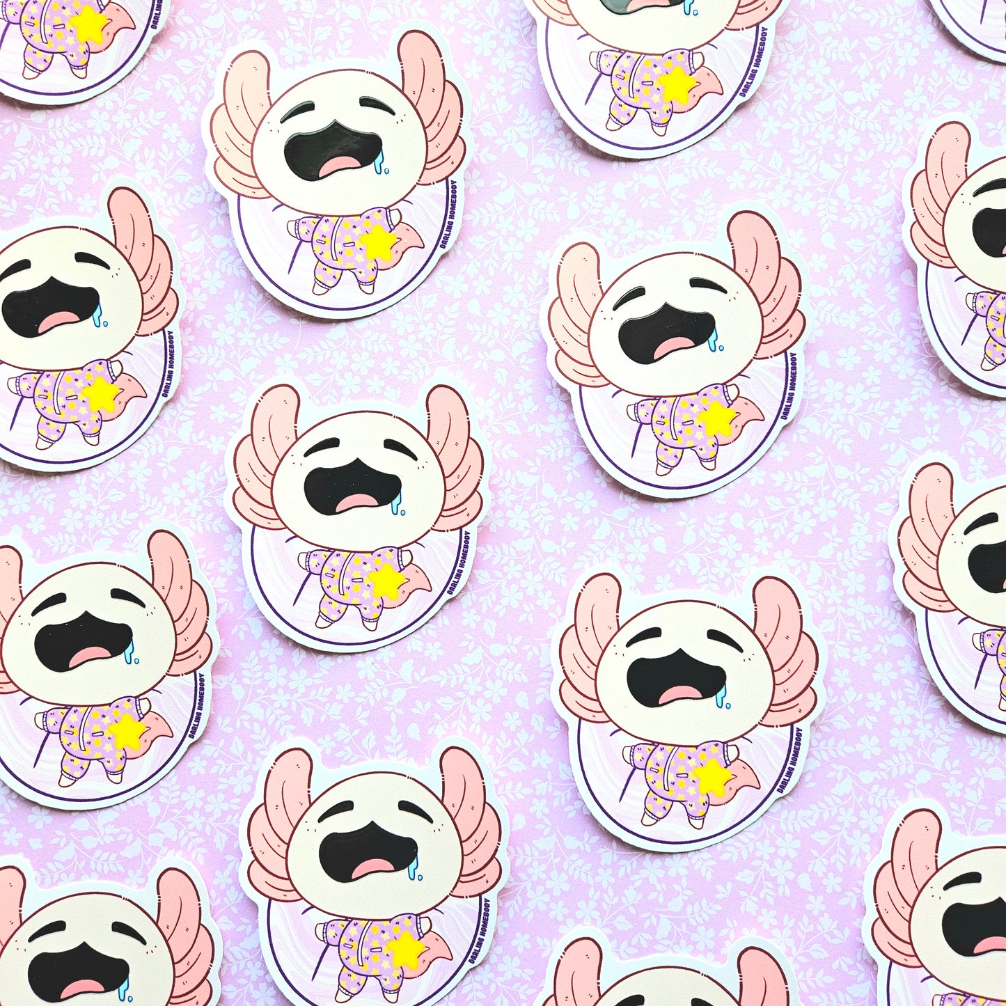 Axolotl Sleeping 2025 Limited Edition Sticker. Raised Texture Effect.