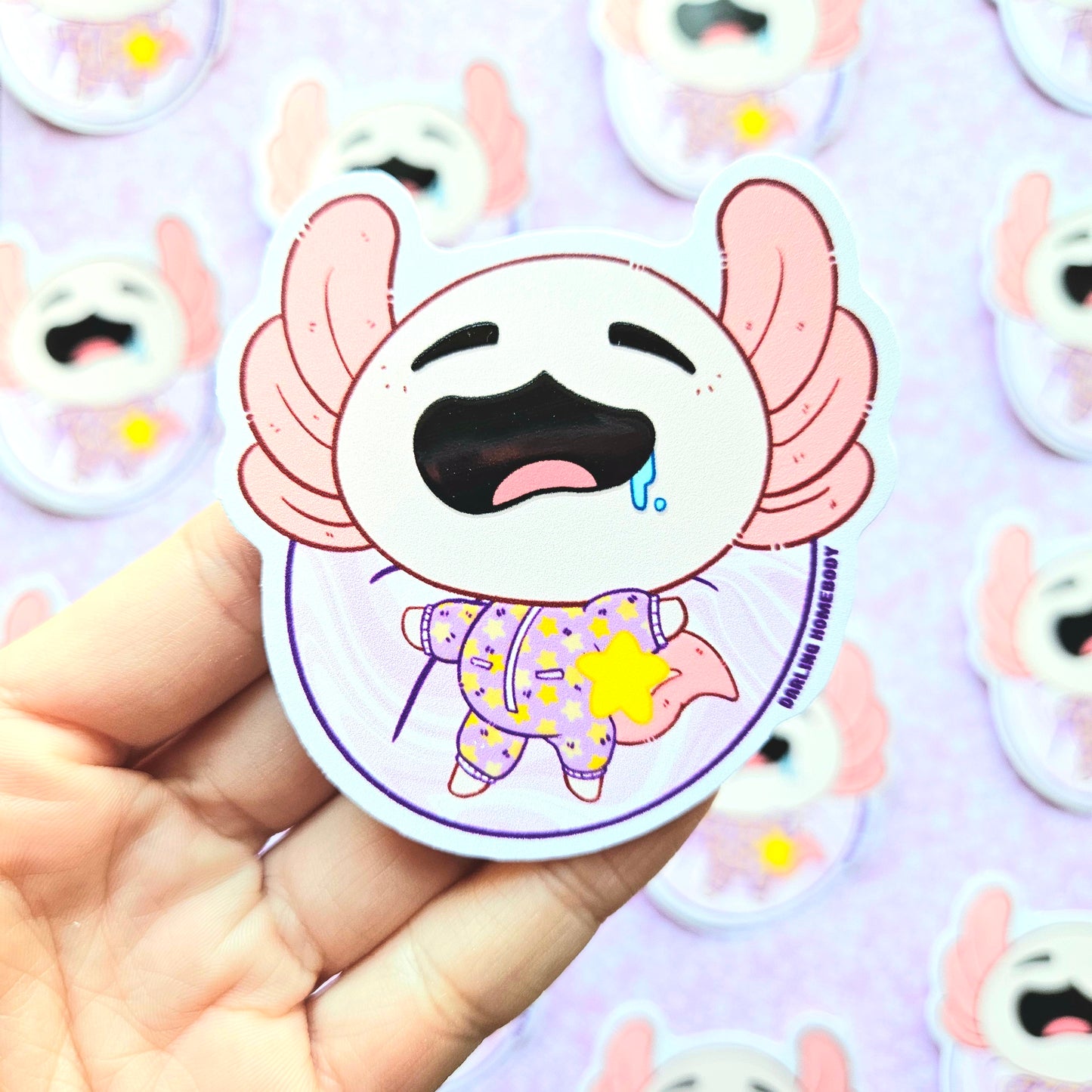 Axolotl Sleeping 2025 Limited Edition Sticker. Raised Texture Effect.