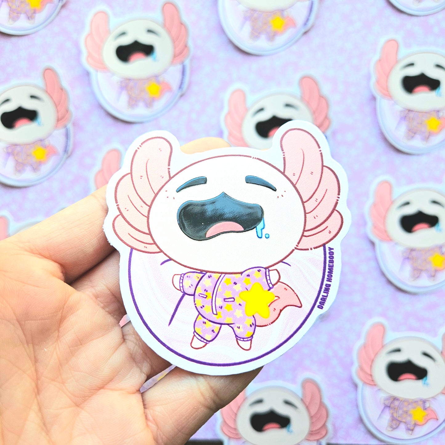 Axolotl Sleeping 2025 Limited Edition Sticker. Raised Texture Effect.