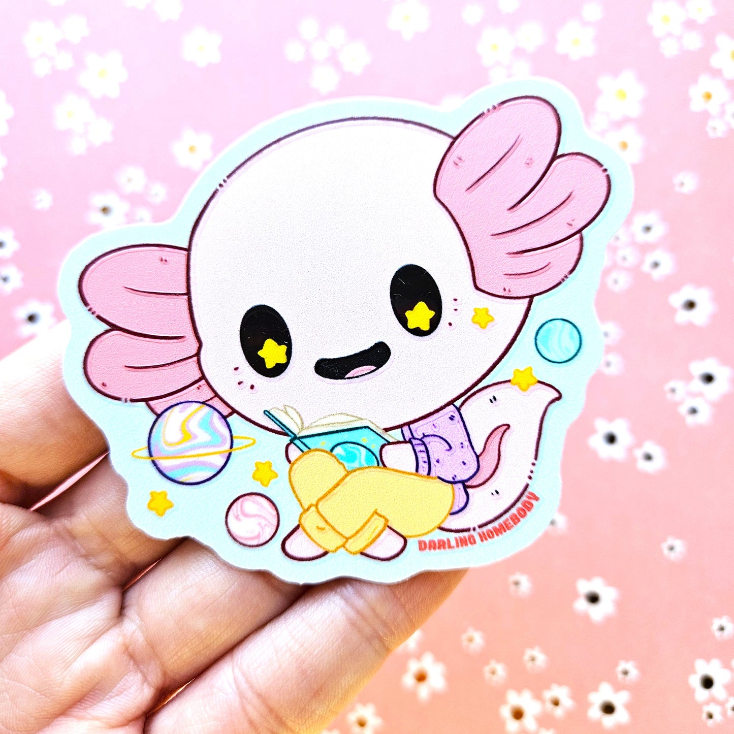 Axolotl Reading 2025 Limited Edition Sticker. Raised Texture Effect.