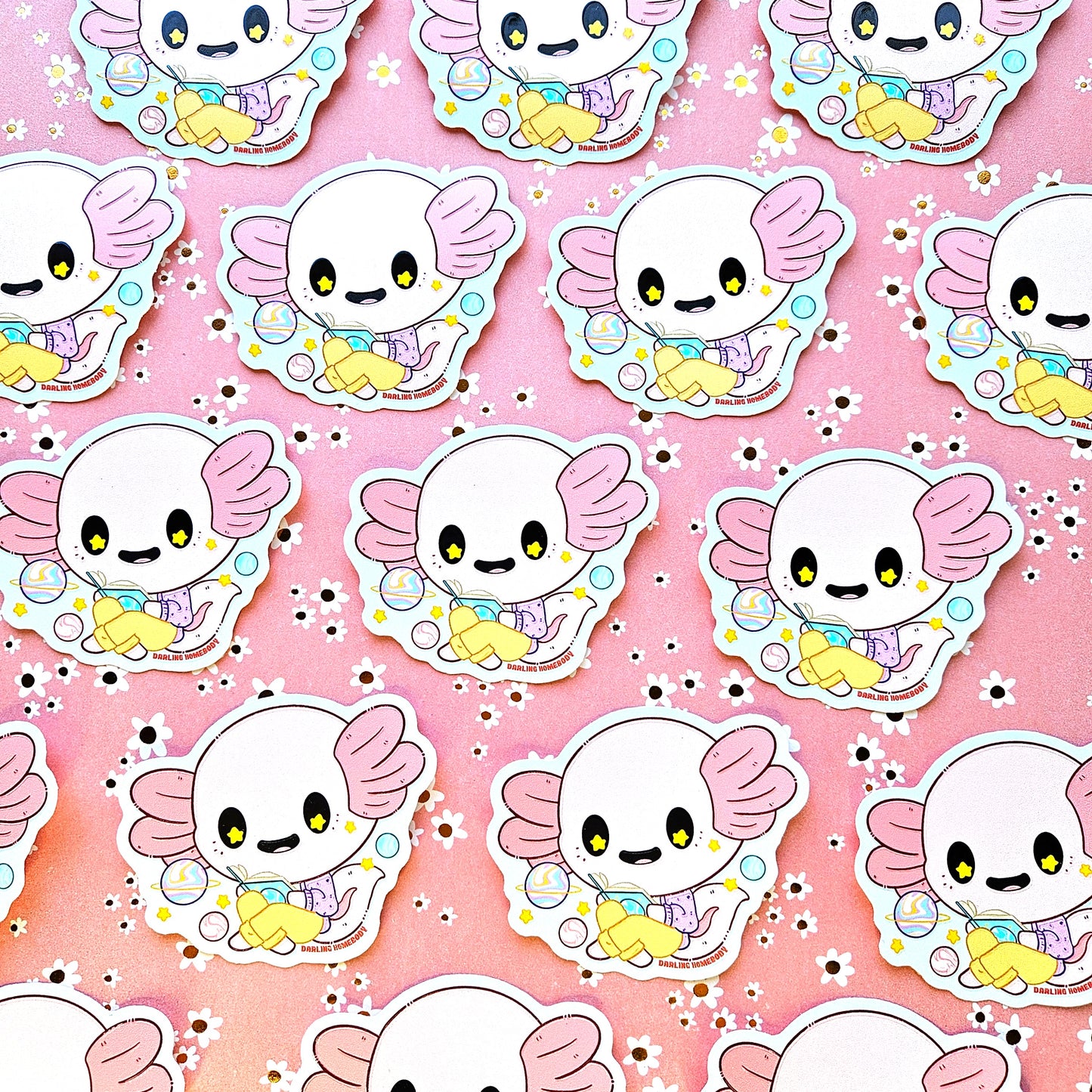 Axolotl Reading 2025 Limited Edition Sticker. Raised Texture Effect.