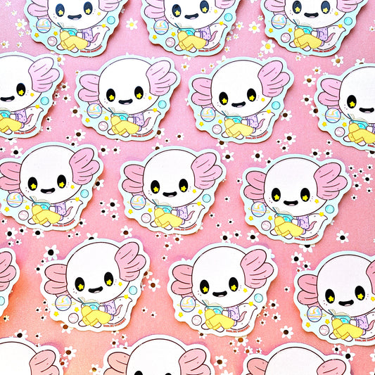 Axolotl Reading 2025 Limited Edition Sticker. Raised Texture Effect.