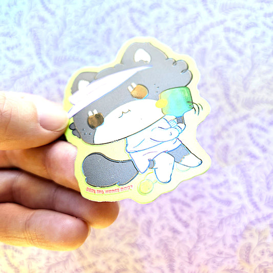 Cat Playing Pickleball 2025 Limited Edition Sticker. Raised Texture Effect.