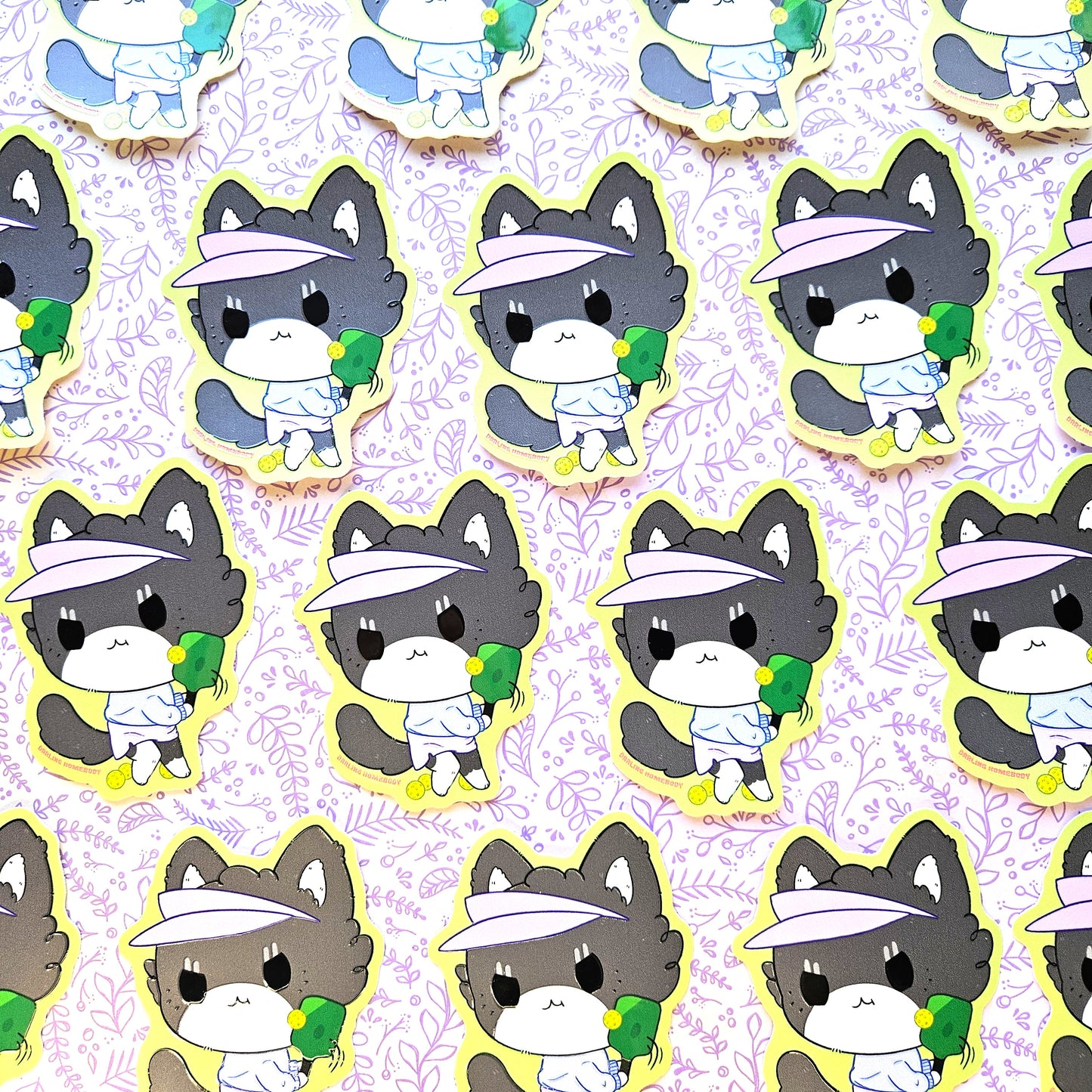 Cat Playing Pickleball 2025 Limited Edition Sticker. Raised Texture Effect.