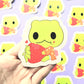 Frog Eating a Strawberry 2025 Limited Edition Sticker. Raised Texture Effect.
