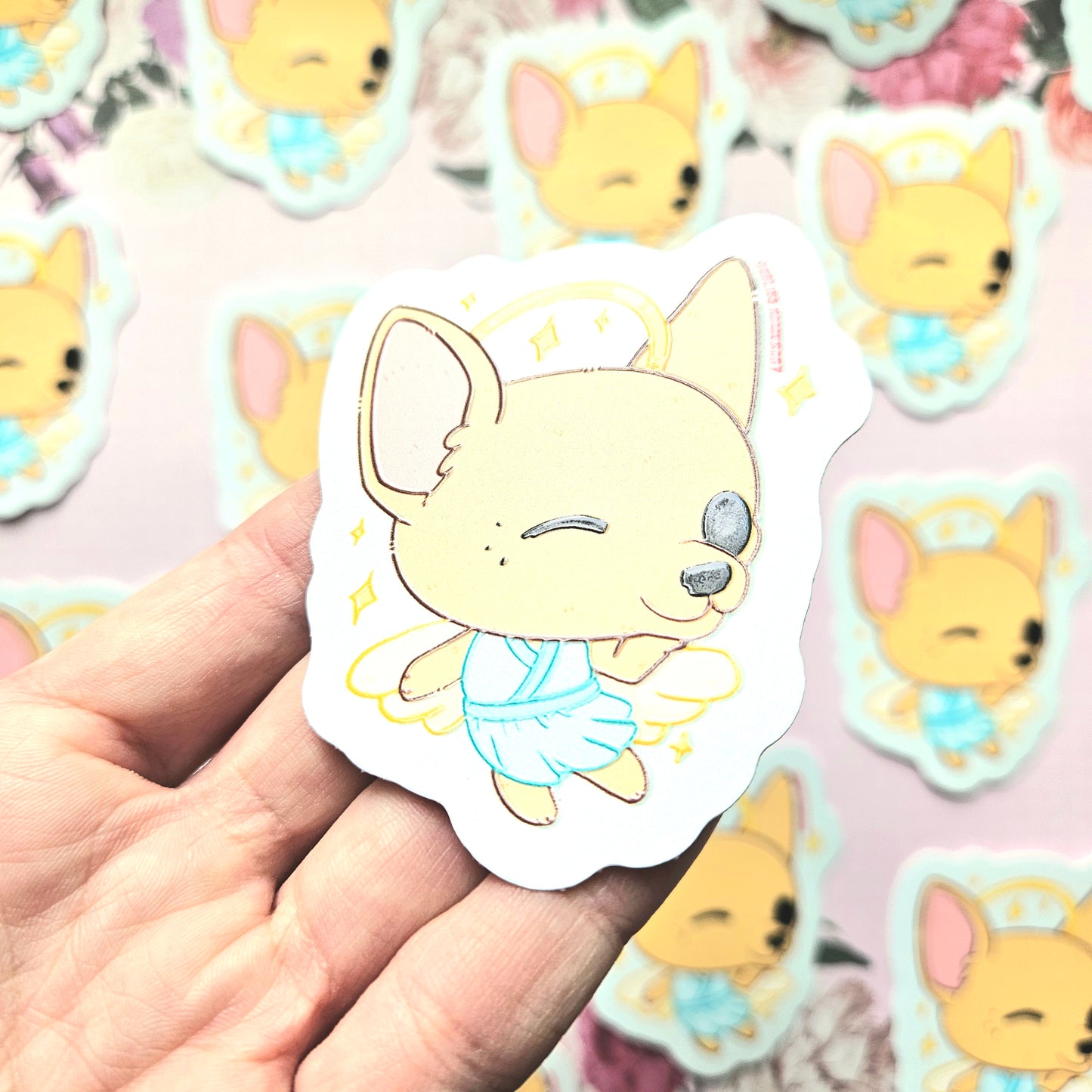 Chihuahua Dog Angel 2025 Limited Edition Sticker. Raised Texture Effect.
